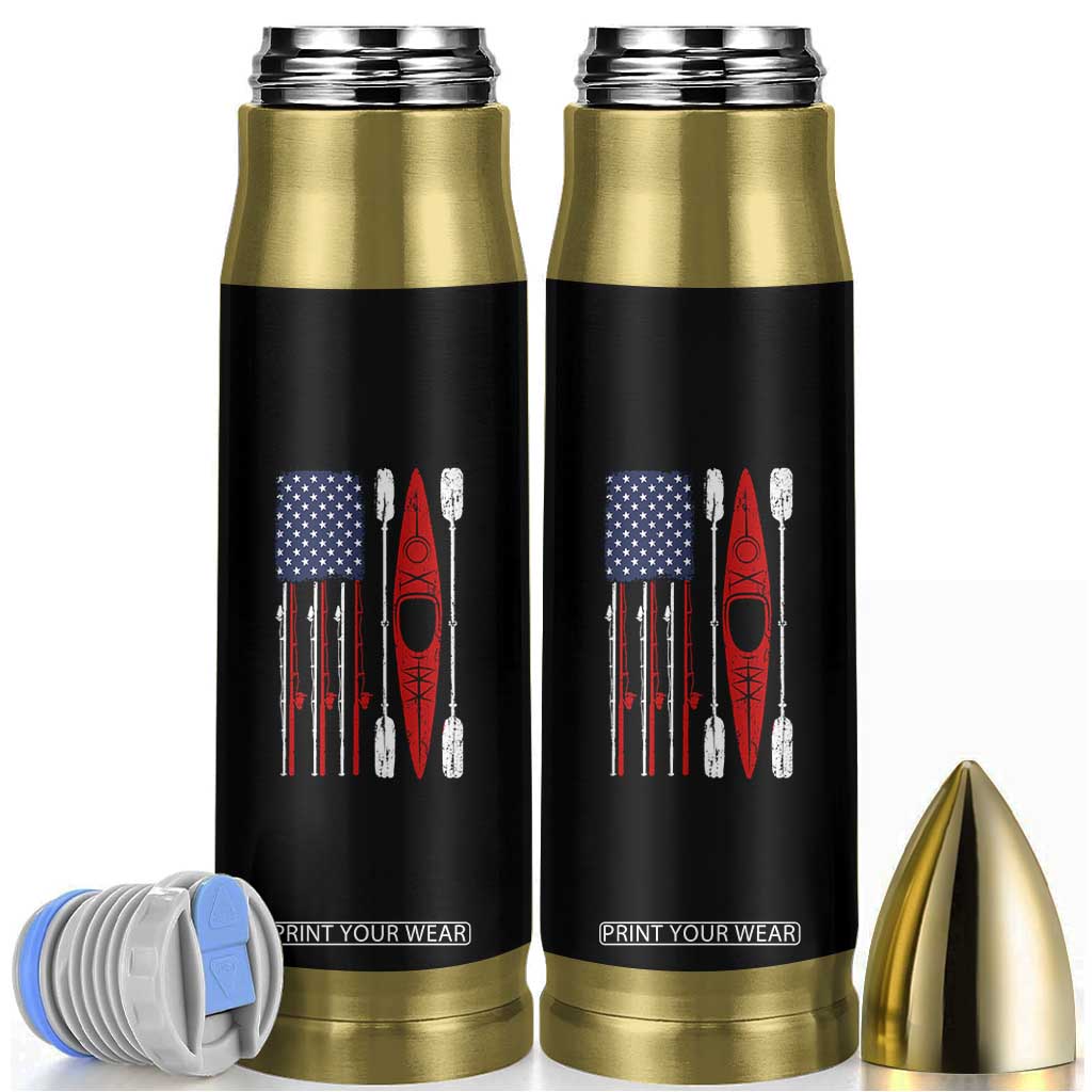 American Flag Kayak Fishing Graphic Bullet Tumbler Patriotic Kayaker Fisherman TS10 Black Print Your Wear