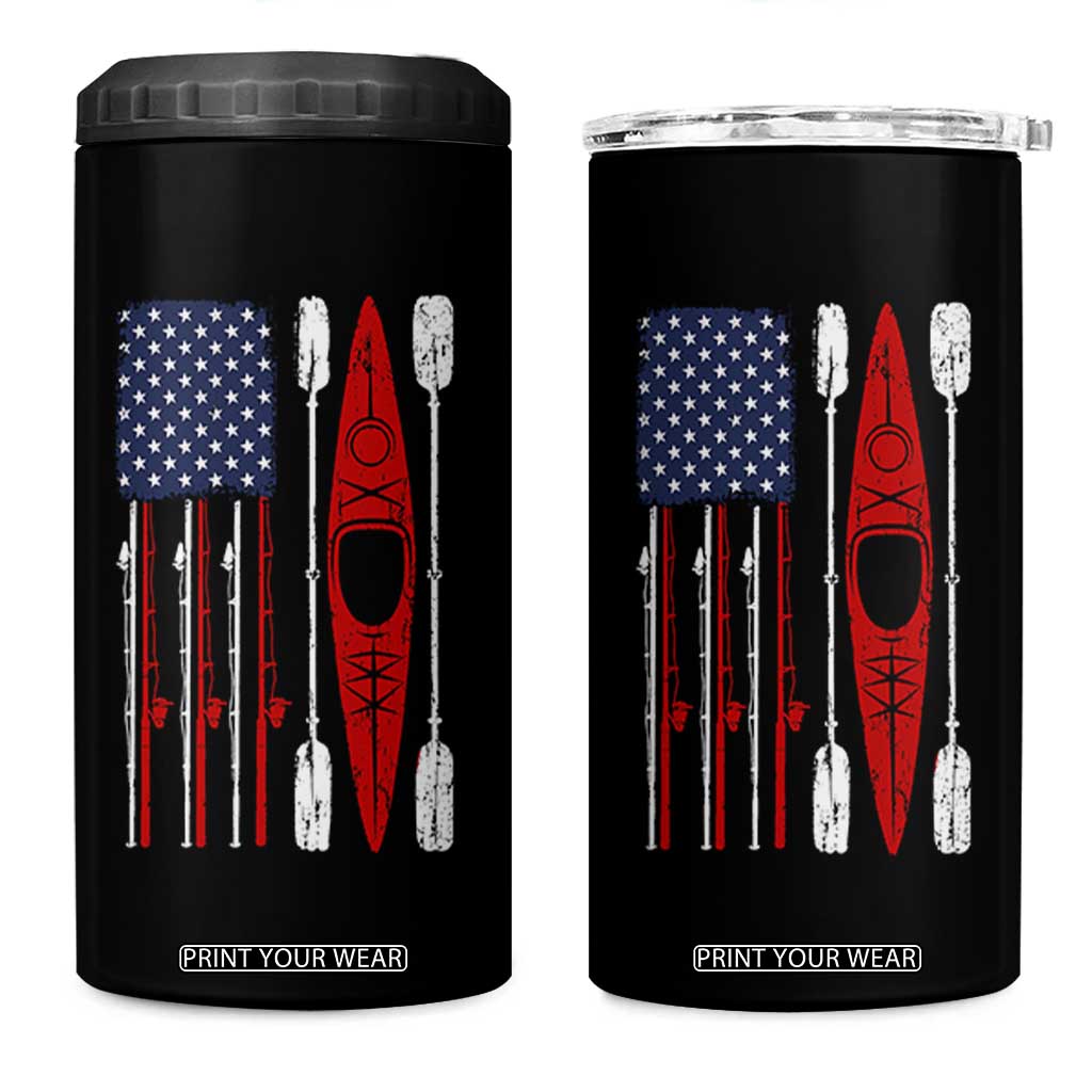 American Flag Kayak Fishing Graphic 4 in 1 Can Cooler Tumbler Patriotic Kayaker Fisherman TS10 One Size: 16 oz Black Print Your Wear