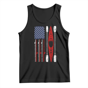 American Flag Kayak Fishing Graphic Tank Top Patriotic Kayaker Fisherman TS10 Black Print Your Wear