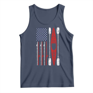 American Flag Kayak Fishing Graphic Tank Top Patriotic Kayaker Fisherman TS10 Navy Print Your Wear