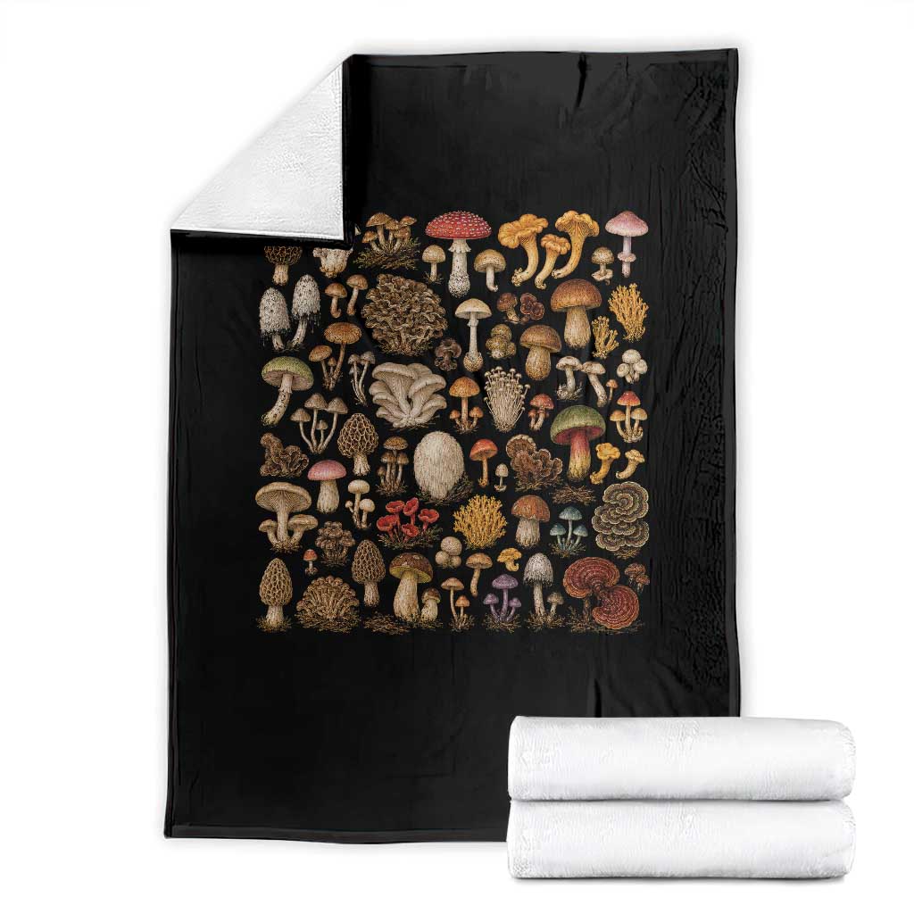 Mushroom Lovers Throw Blanket Mycology Fungi Foraging Mushroom Whisperer TS10 Black Print Your Wear