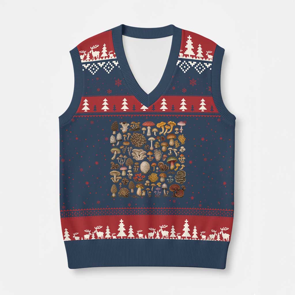 Mushroom Lovers V-Neck Knit Sweater Vest Mycology Fungi Foraging Mushroom Whisperer