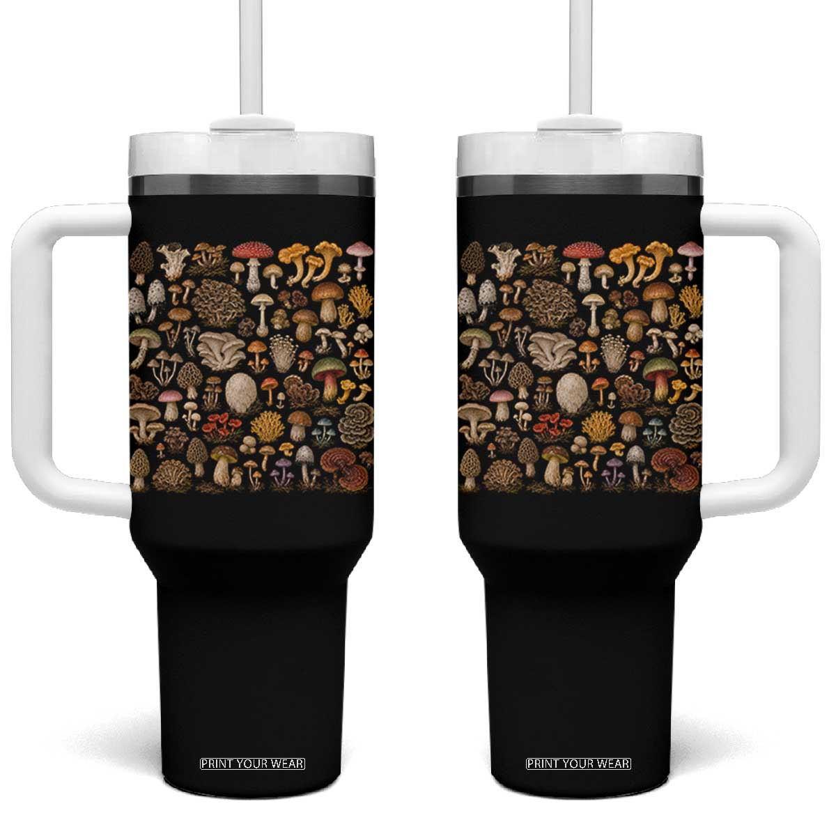 Mushroom Lovers Tumbler With Handle Mycology Fungi Foraging Mushroom Whisperer TS10 One Size: 40 oz Black Print Your Wear
