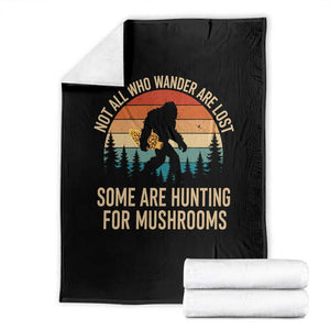 Bigfoot Mushroom Lovers Throw Blanket Retro Sasquatch Fungi Morel Mushroom