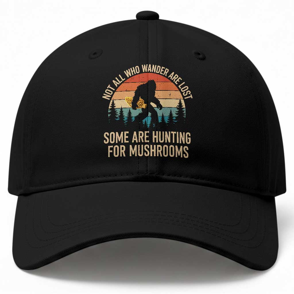 Bigfoot Mushroom Lovers Baseball Cap Retro Sasquatch Fungi Morel Mushroom TS10 Print Your Wear