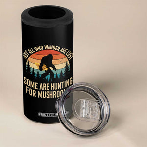Bigfoot Mushroom Lovers 4 in 1 Can Cooler Tumbler Retro Sasquatch Fungi Morel Mushroom
