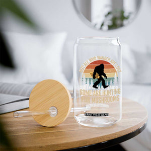 Bigfoot Mushroom Lovers Glass Can Retro Sasquatch Fungi Morel Mushroom