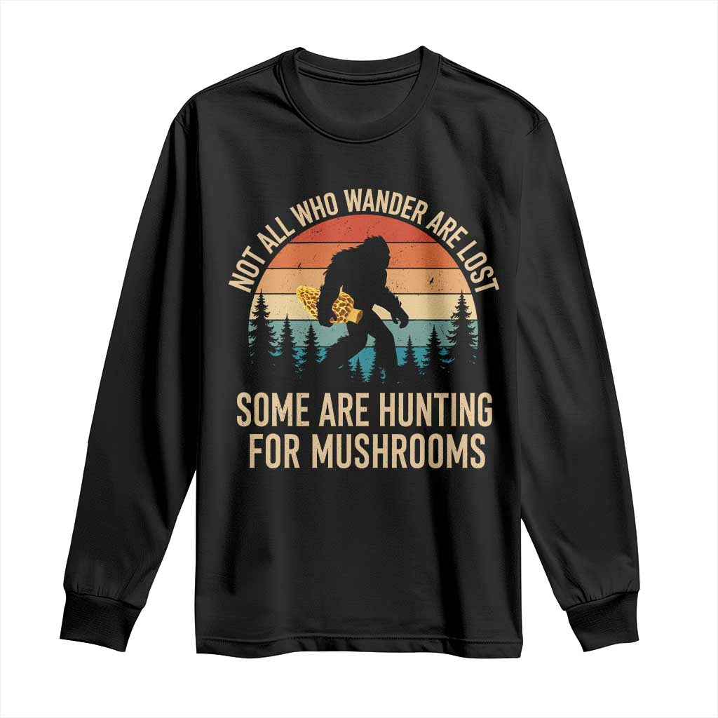 Bigfoot Mushroom Lovers Long Sleeve Shirt Retro Sasquatch Fungi Morel Mushroom