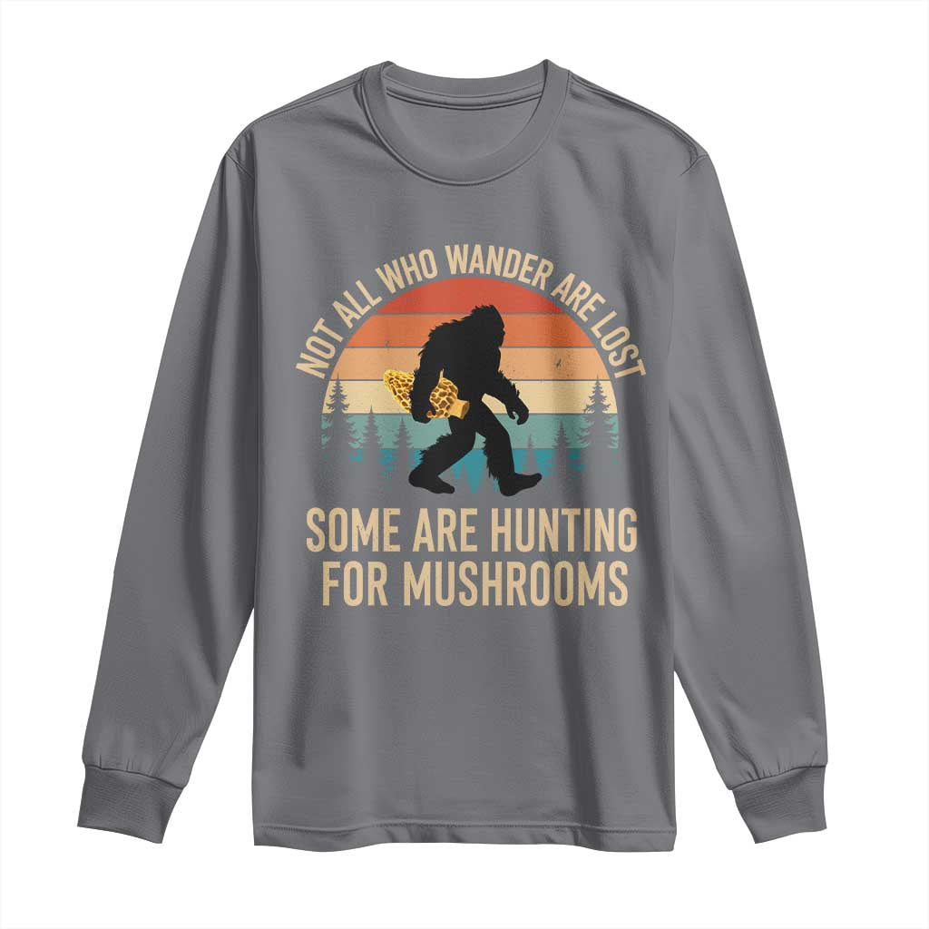 Bigfoot Mushroom Lovers Long Sleeve Shirt Retro Sasquatch Fungi Morel Mushroom
