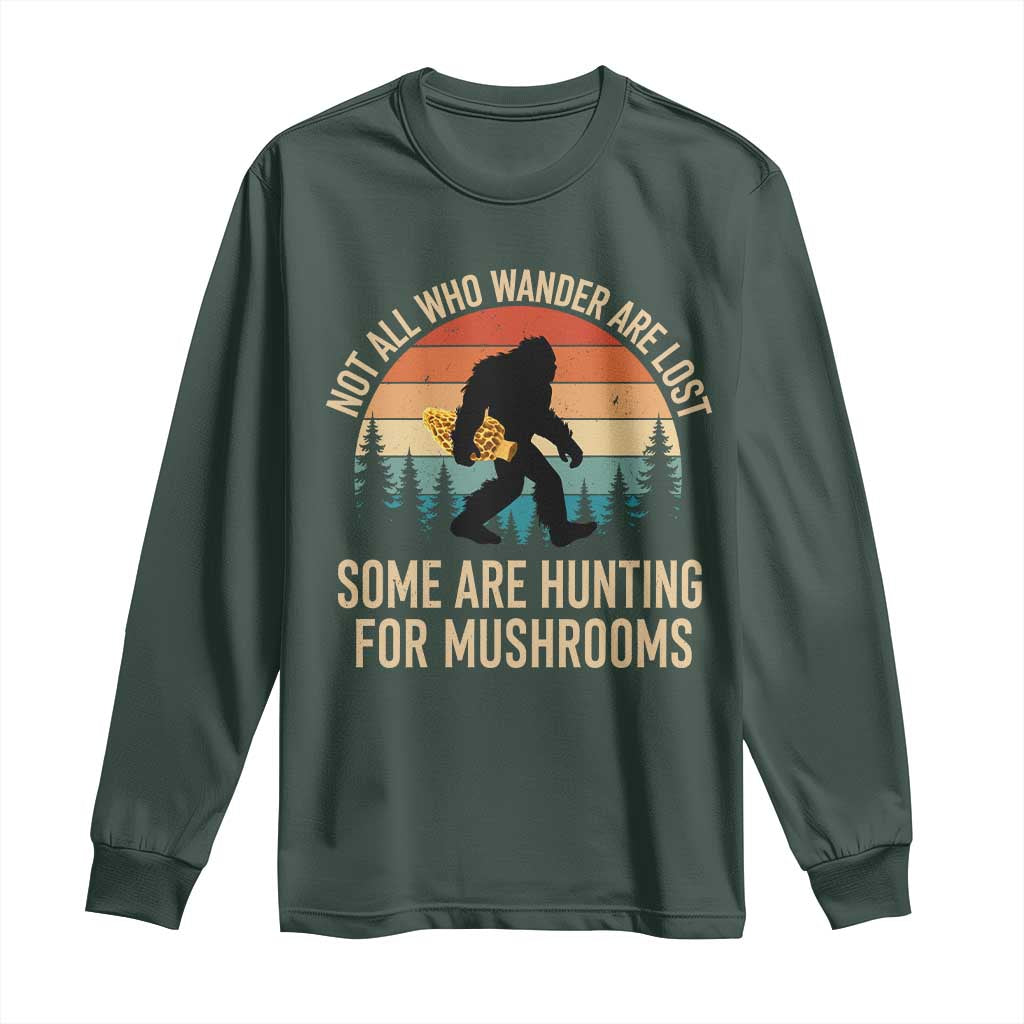 Bigfoot Mushroom Lovers Long Sleeve Shirt Retro Sasquatch Fungi Morel Mushroom