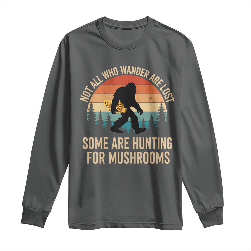 Bigfoot Mushroom Lovers Long Sleeve Shirt Retro Sasquatch Fungi Morel Mushroom