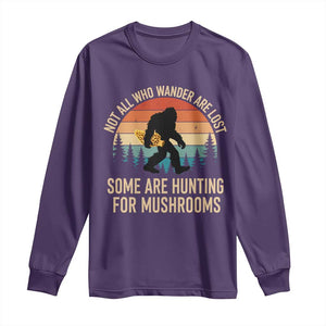 Bigfoot Mushroom Lovers Long Sleeve Shirt Retro Sasquatch Fungi Morel Mushroom
