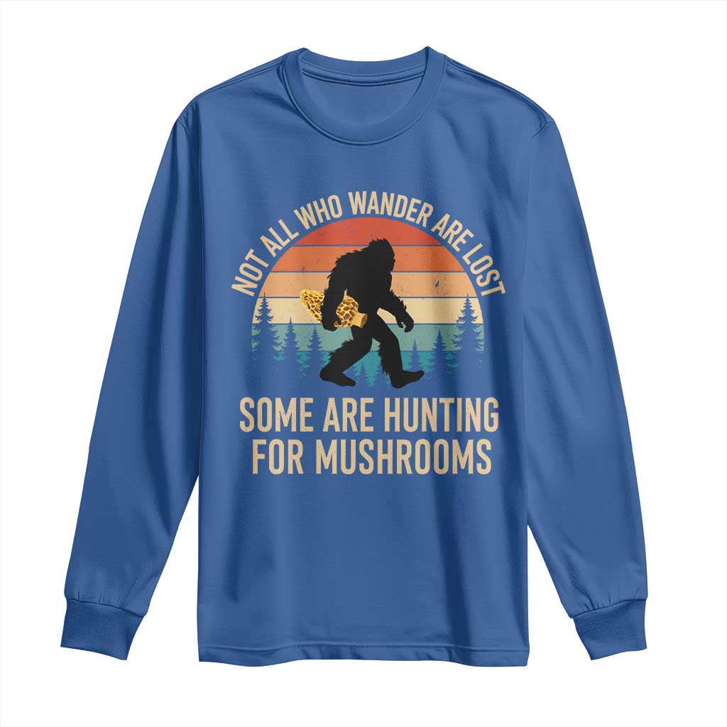 Bigfoot Mushroom Lovers Long Sleeve Shirt Retro Sasquatch Fungi Morel Mushroom
