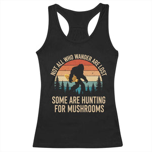 Bigfoot Mushroom Lovers Racerback Tank Top Retro Sasquatch Fungi Morel Mushroom