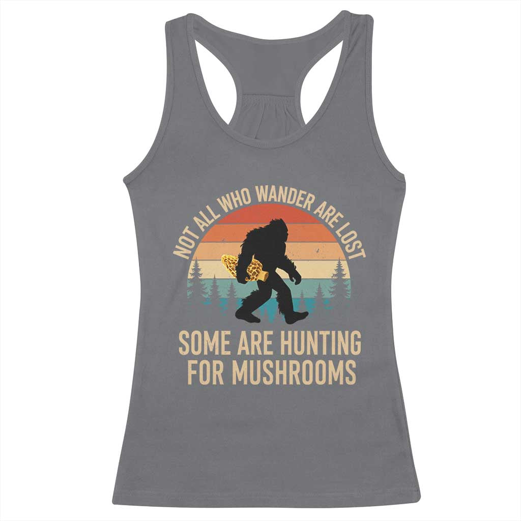 Bigfoot Mushroom Lovers Racerback Tank Top Retro Sasquatch Fungi Morel Mushroom
