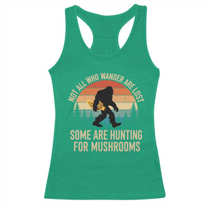 Bigfoot Mushroom Lovers Racerback Tank Top Retro Sasquatch Fungi Morel Mushroom