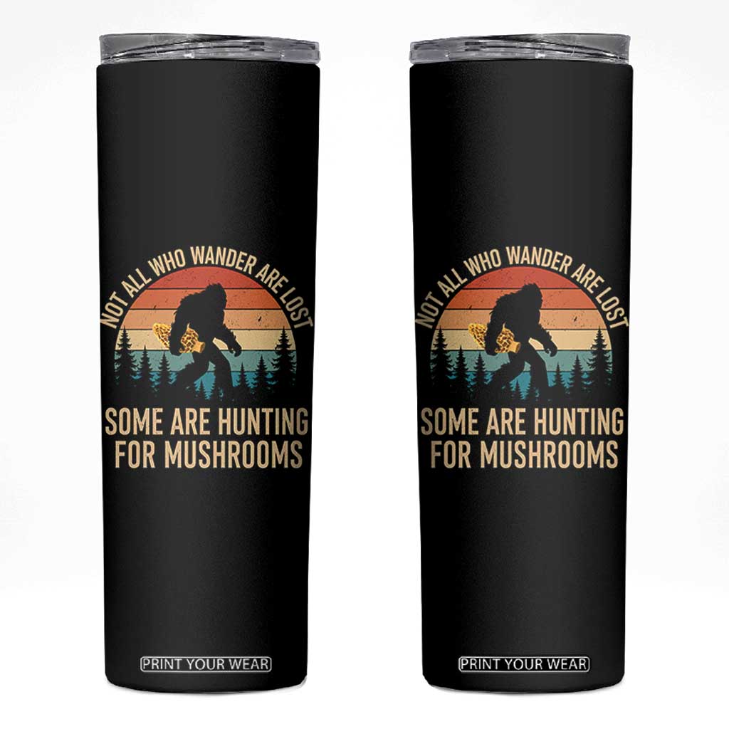 Bigfoot Mushroom Lovers Skinny Tumbler Retro Sasquatch Fungi Morel Mushroom