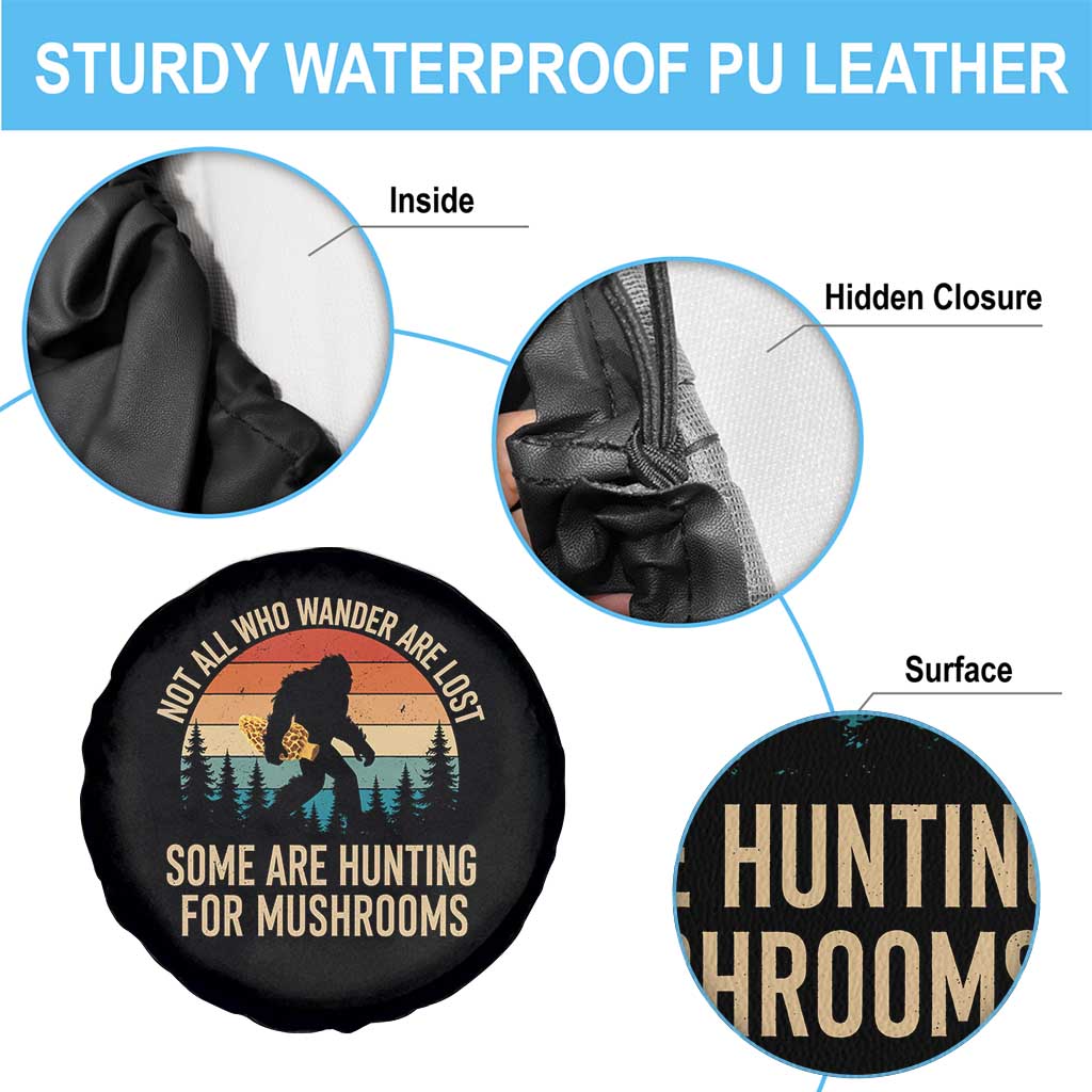 Bigfoot Mushroom Lovers Spare Tire Cover Retro Sasquatch Fungi Morel Mushroom