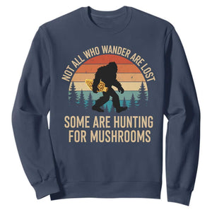 Bigfoot Mushroom Lovers Sweatshirt Retro Sasquatch Fungi Morel Mushroom