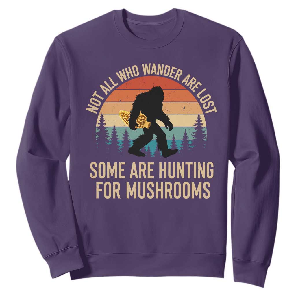 Bigfoot Mushroom Lovers Sweatshirt Retro Sasquatch Fungi Morel Mushroom