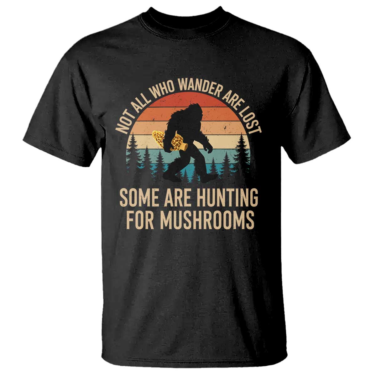 Bigfoot Mushroom Lovers T Shirt Retro Sasquatch Fungi Morel Mushroom