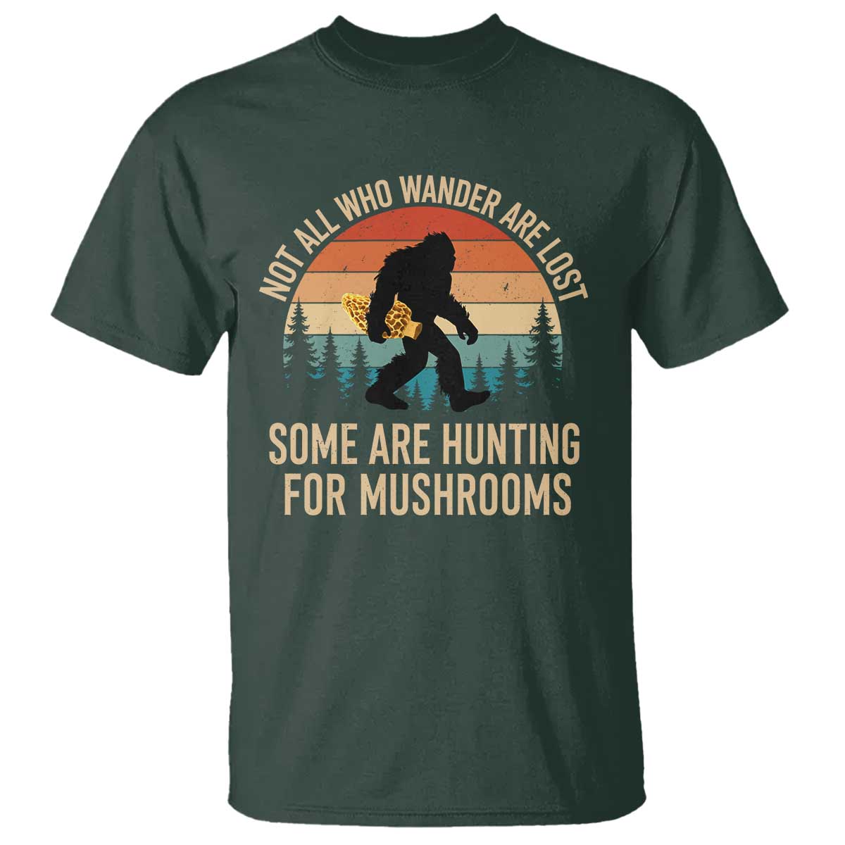 Bigfoot Mushroom Lovers T Shirt Retro Sasquatch Fungi Morel Mushroom