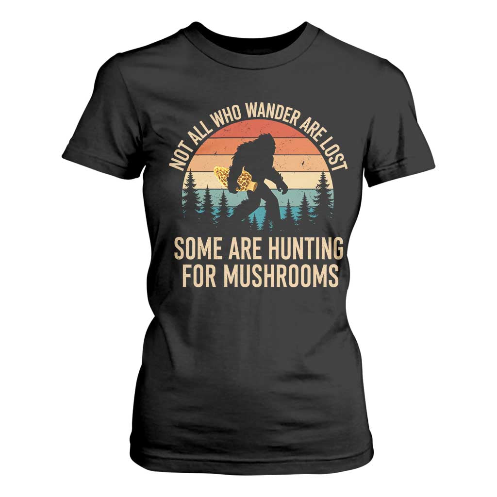 Bigfoot Mushroom Lovers T Shirt For Women Retro Sasquatch Fungi Morel Mushroom