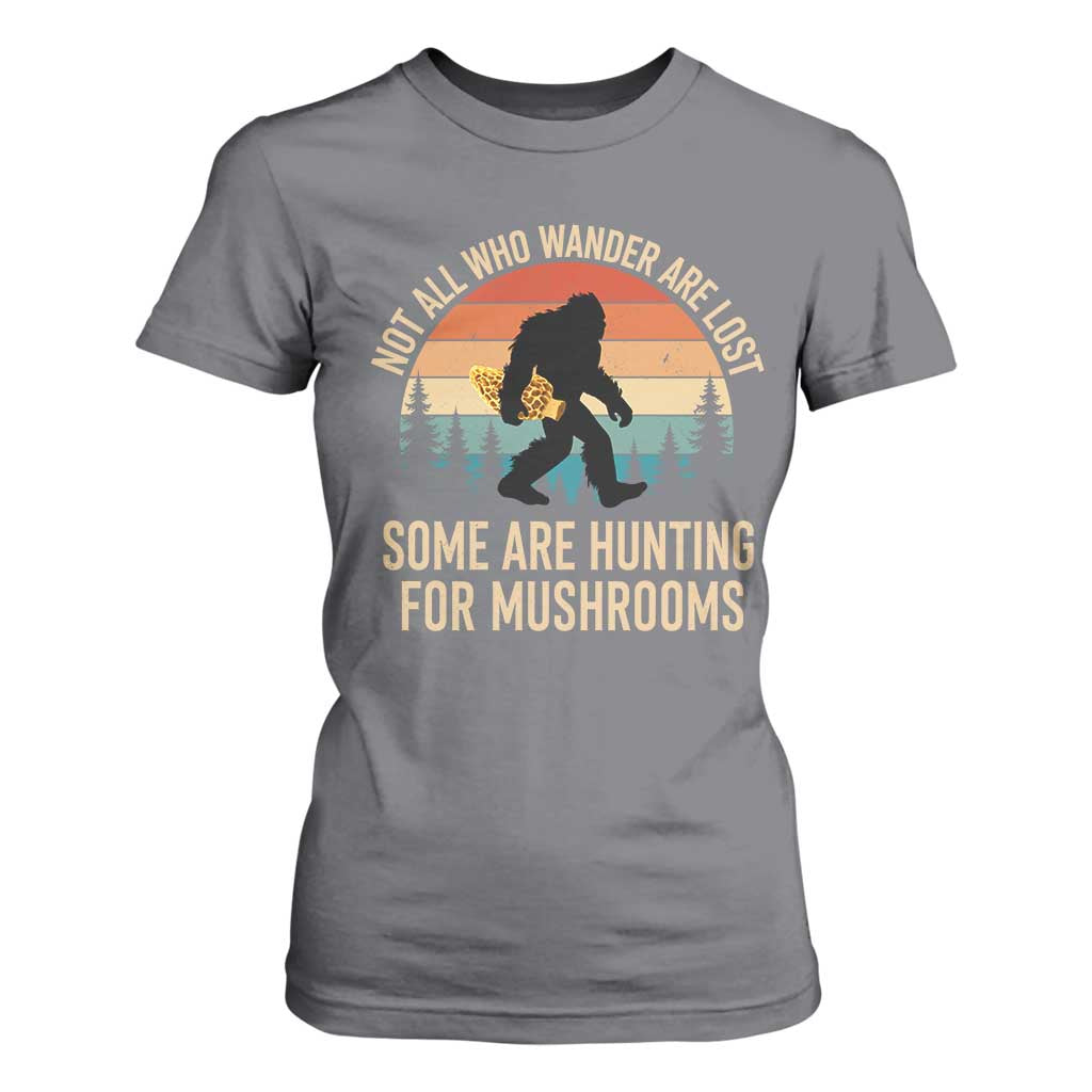 Bigfoot Mushroom Lovers T Shirt For Women Retro Sasquatch Fungi Morel Mushroom