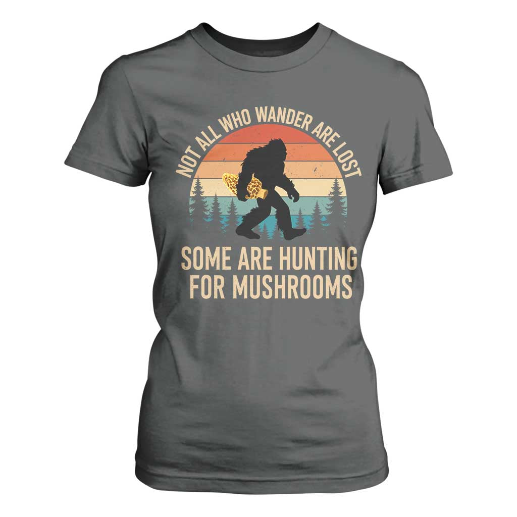 Bigfoot Mushroom Lovers T Shirt For Women Retro Sasquatch Fungi Morel Mushroom