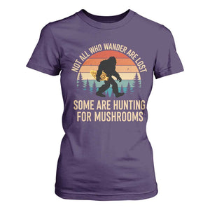 Bigfoot Mushroom Lovers T Shirt For Women Retro Sasquatch Fungi Morel Mushroom