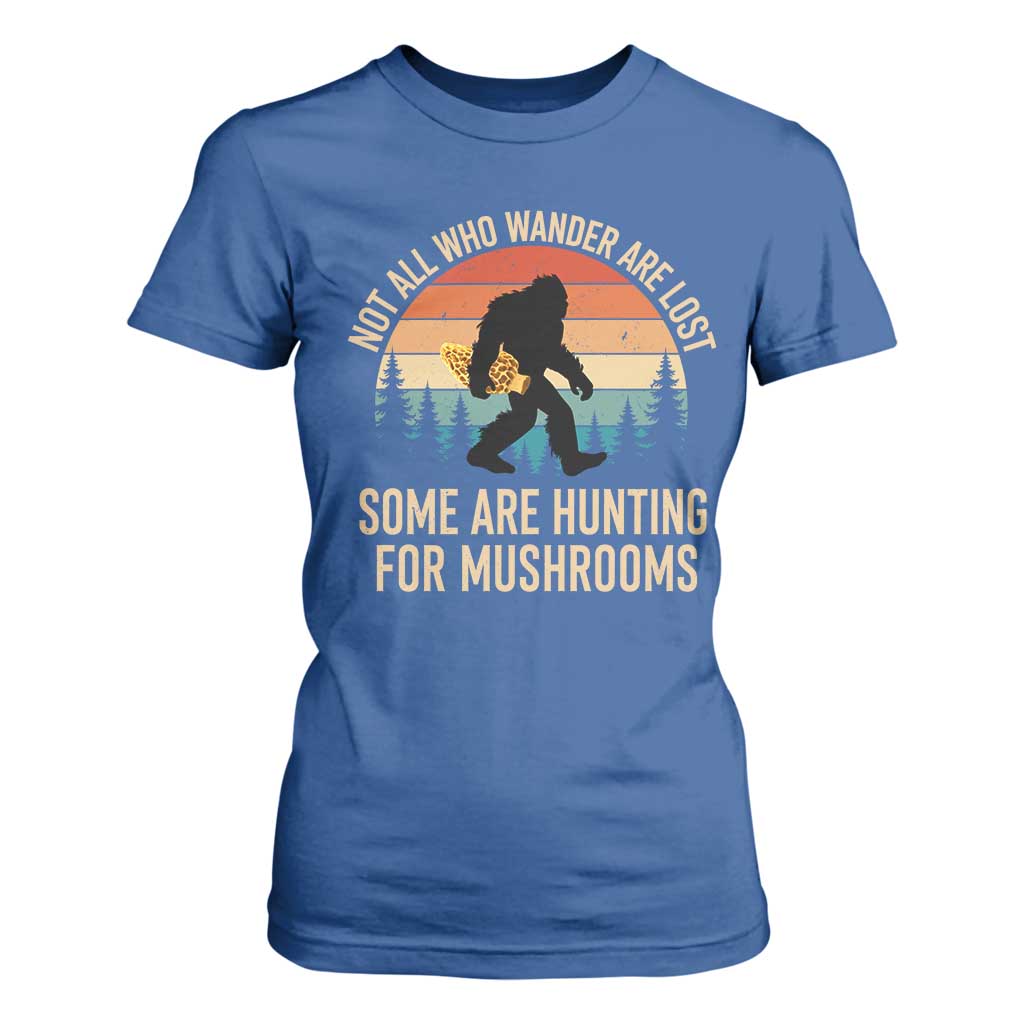Bigfoot Mushroom Lovers T Shirt For Women Retro Sasquatch Fungi Morel Mushroom