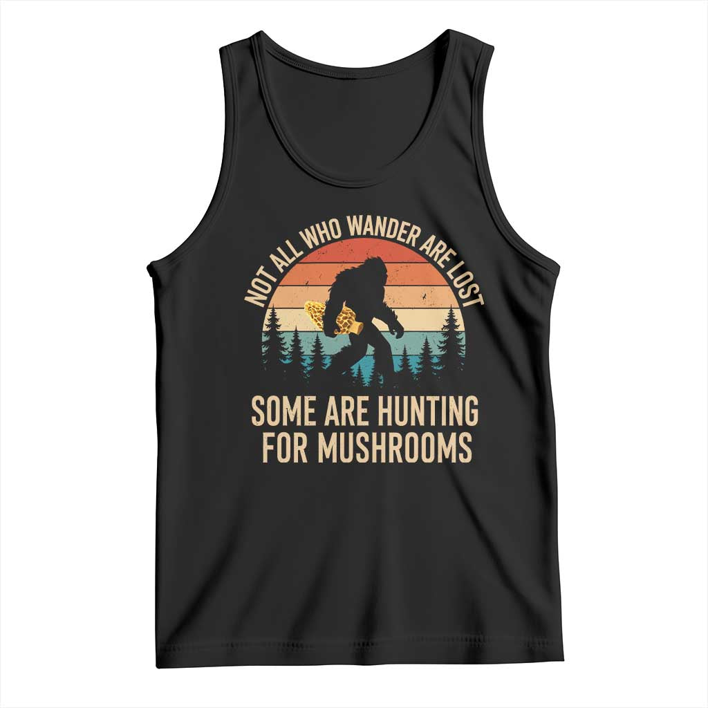 Bigfoot Mushroom Lovers Tank Top Retro Sasquatch Fungi Morel Mushroom TS10 Black Print Your Wear