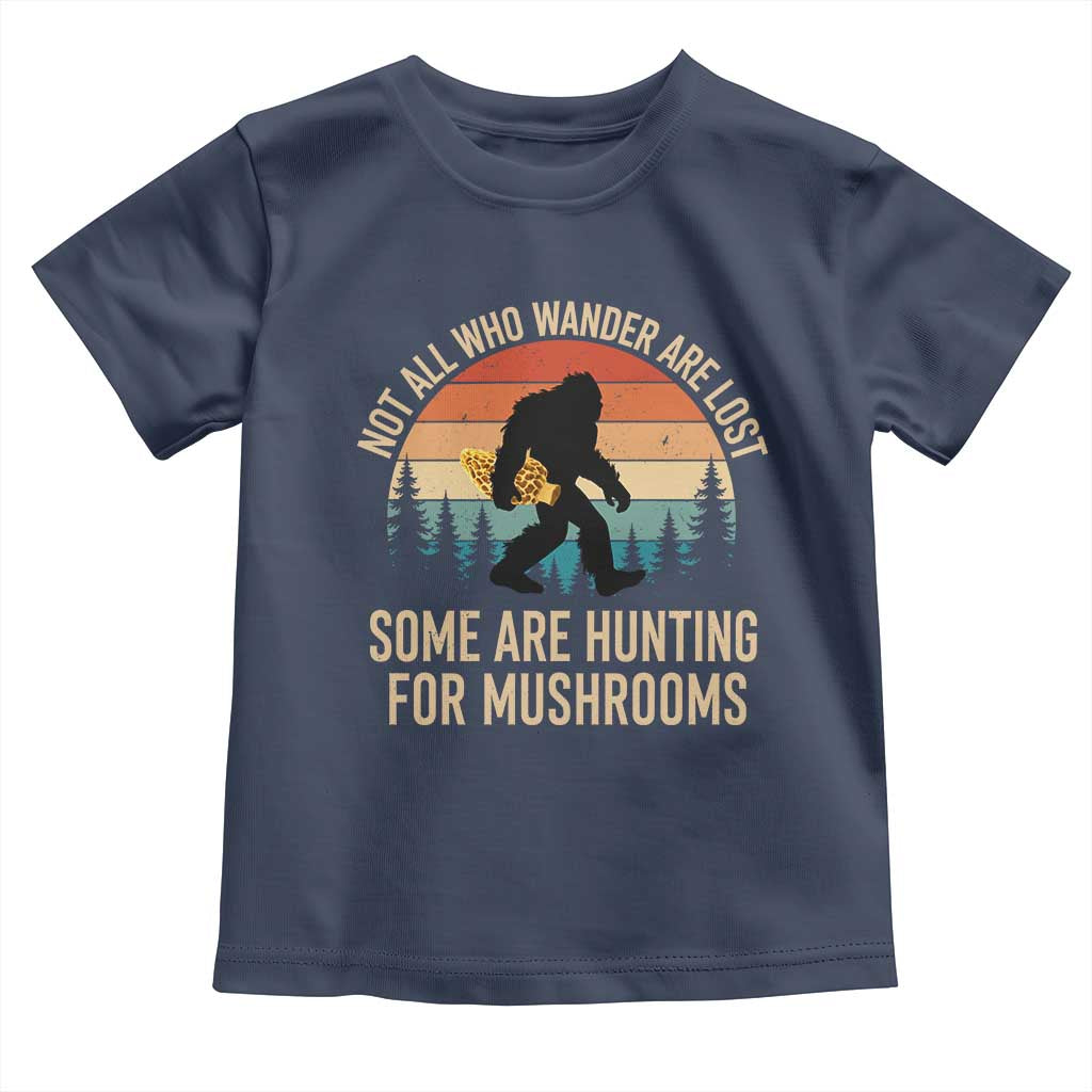 Bigfoot Mushroom Lovers Toddler T Shirt Retro Sasquatch Fungi Morel Mushroom