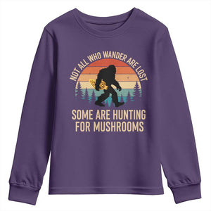 Bigfoot Mushroom Lovers Youth Sweatshirt Retro Sasquatch Fungi Morel Mushroom