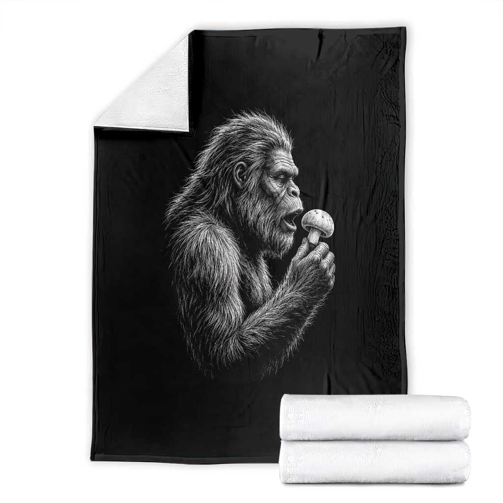 Bigfoot Mushroom Throw Blanket Vintage Sasquatch Art Mystical Nature Lover Retro TS10 Black Print Your Wear