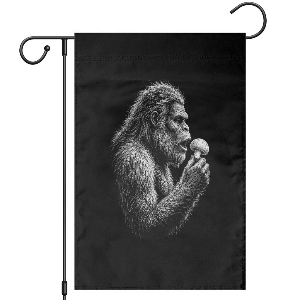 Bigfoot Mushroom Garden Flag Vintage Sasquatch Art Mystical Nature Lover Retro