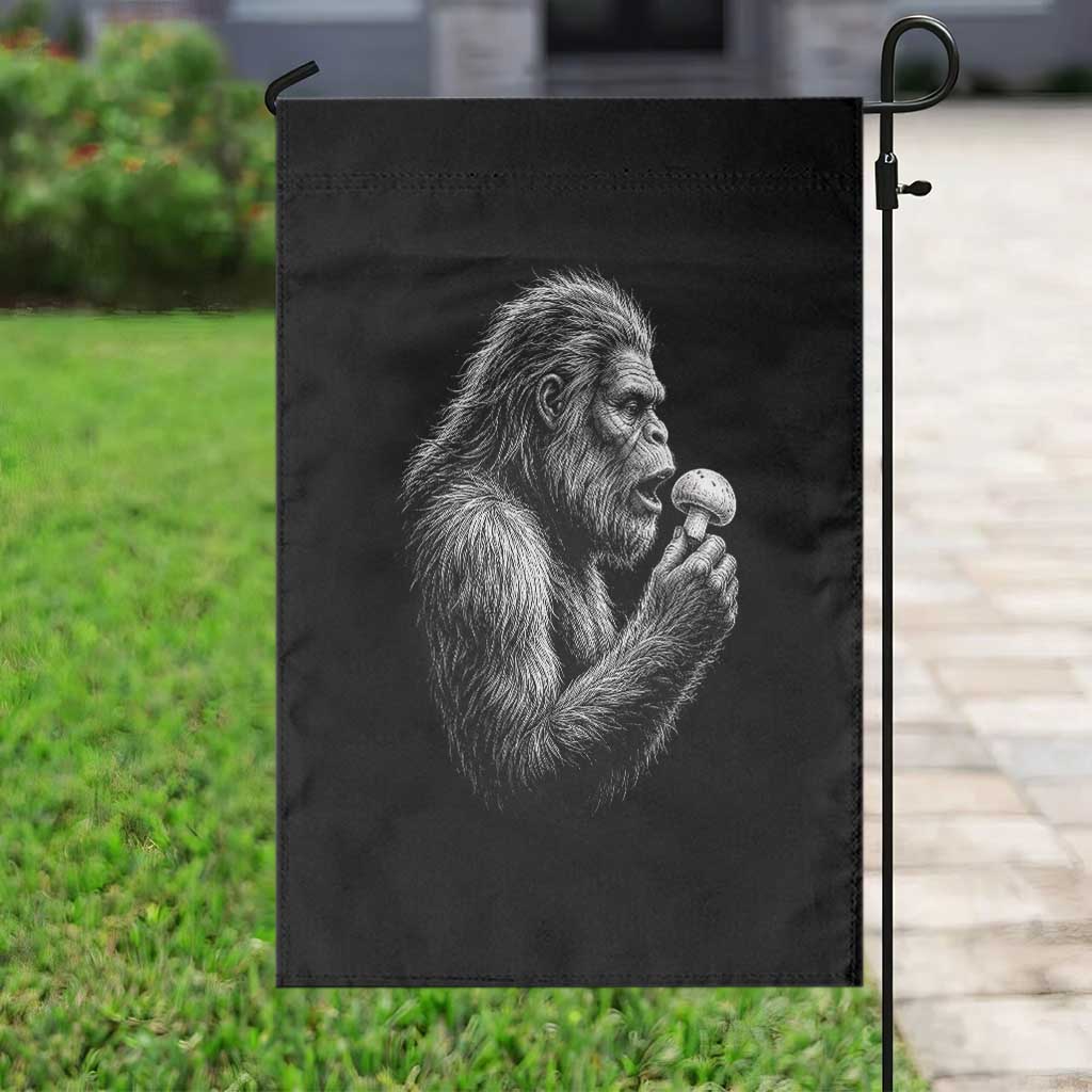 Bigfoot Mushroom Garden Flag Vintage Sasquatch Art Mystical Nature Lover Retro