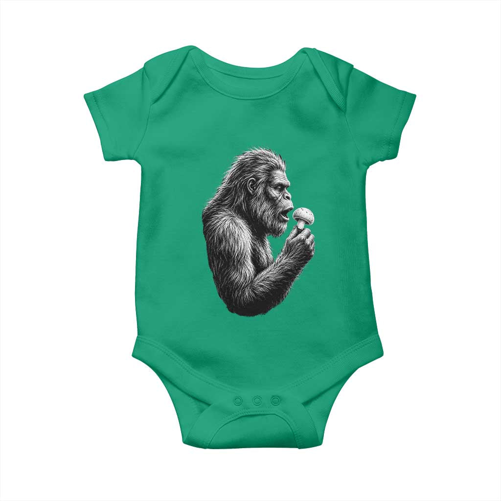 Bigfoot Mushroom Baby Onesie Vintage Sasquatch Art Mystical Nature Lover Retro