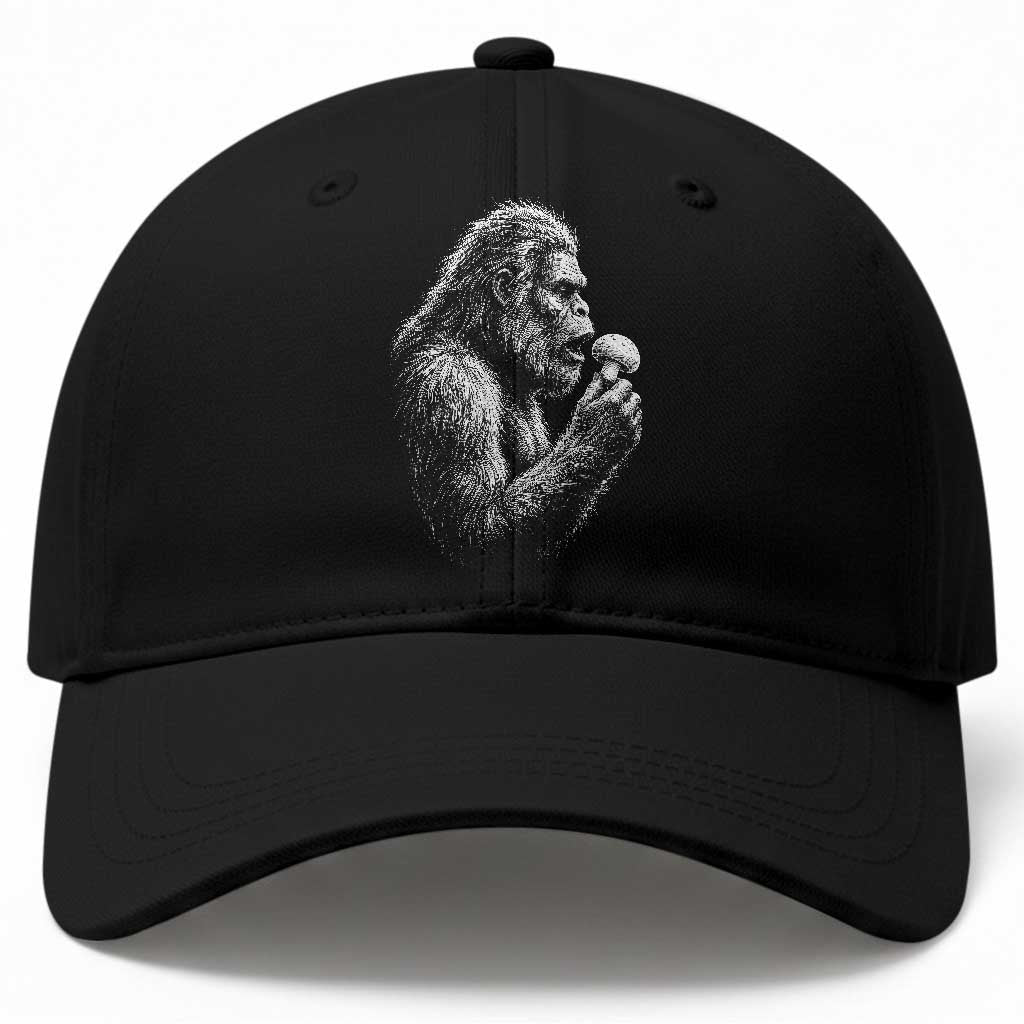 Bigfoot Mushroom Baseball Cap Vintage Sasquatch Art Mystical Nature Lover Retro