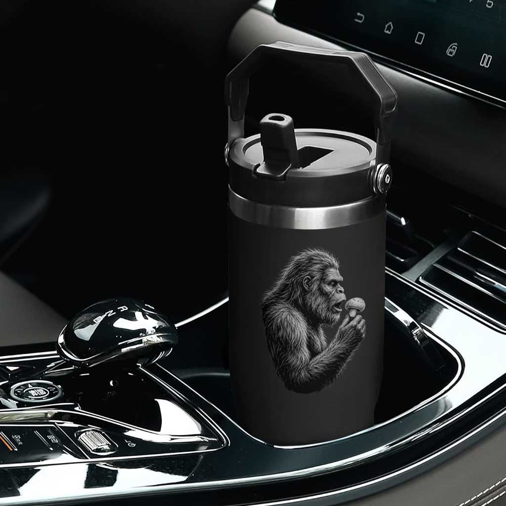 Bigfoot Mushroom Flip Straw Tumbler Vintage Sasquatch Art Mystical Nature Lover Retro