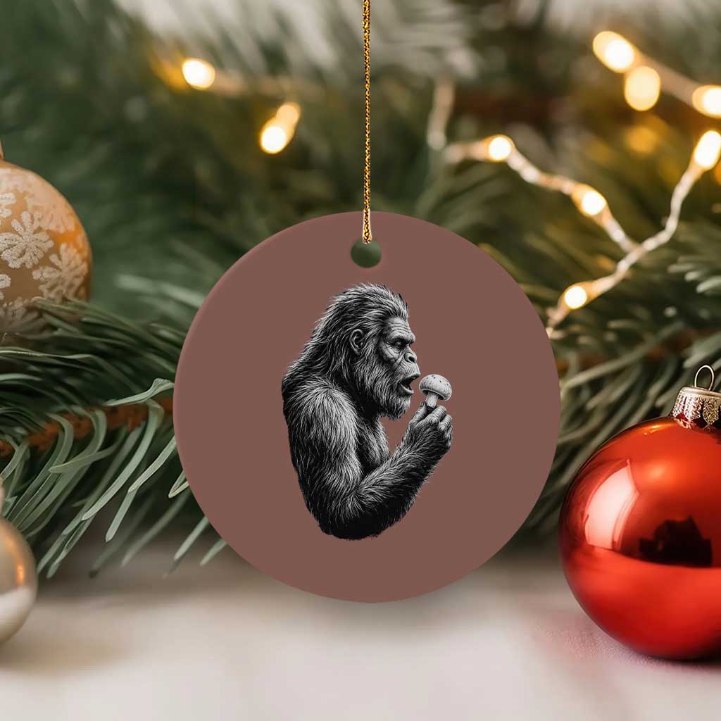 Bigfoot Mushroom Ceramic Ornament Vintage Sasquatch Art Mystical Nature Lover Retro