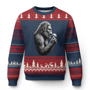 Bigfoot Mushroom Ugly Christmas Sweater Vintage Sasquatch Art Mystical Nature Lover Retro