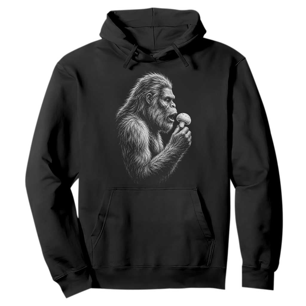 Bigfoot Mushroom Hoodie Vintage Sasquatch Art Mystical Nature Lover Retro