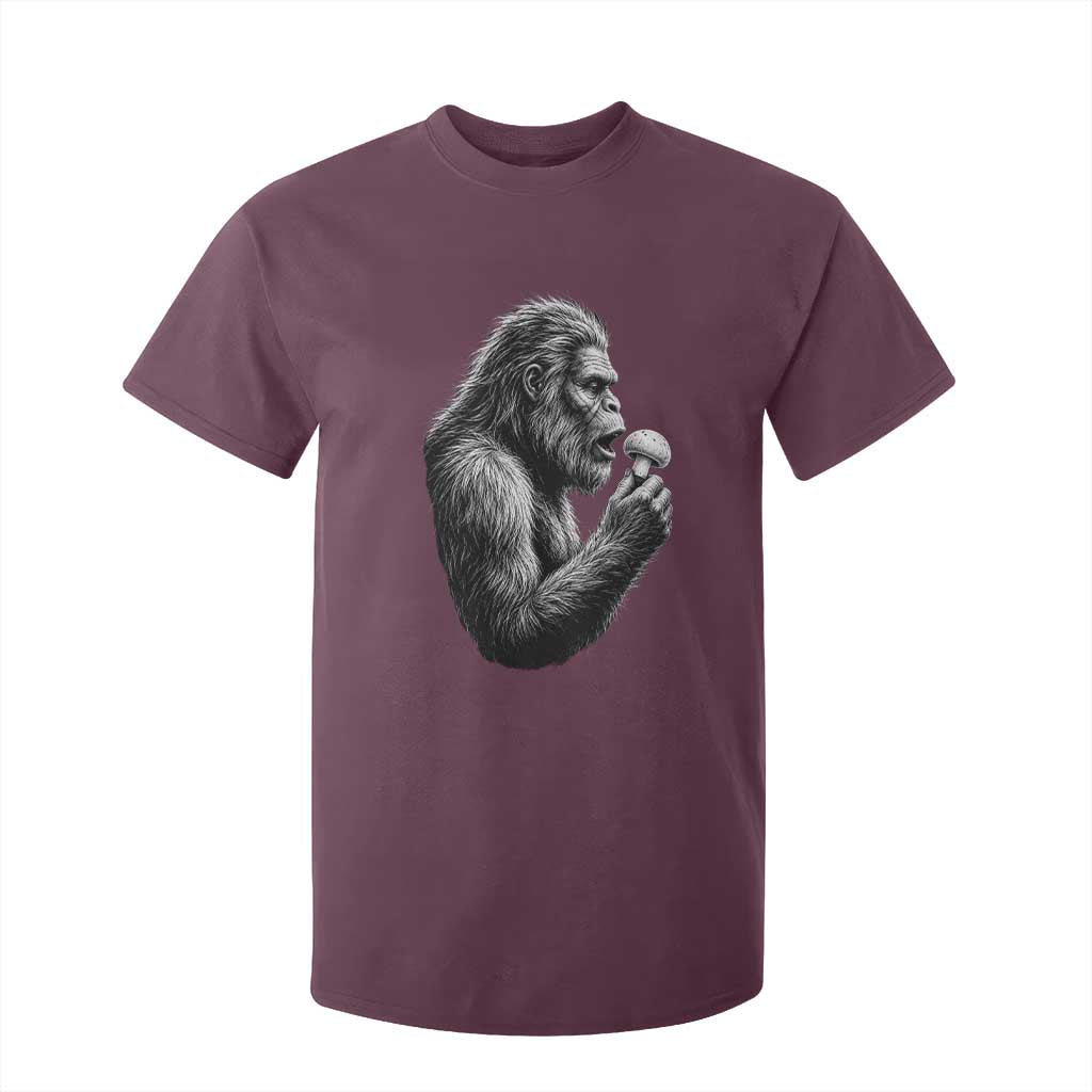 Bigfoot Mushroom T Shirt For Kid Vintage Sasquatch Art Mystical Nature Lover Retro