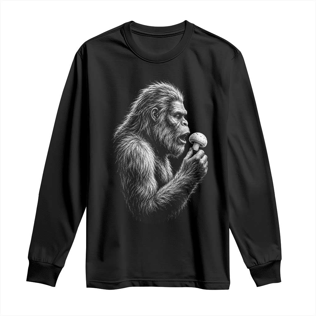 Bigfoot Mushroom Long Sleeve Shirt Vintage Sasquatch Art Mystical Nature Lover Retro TS10 Black Print Your Wear