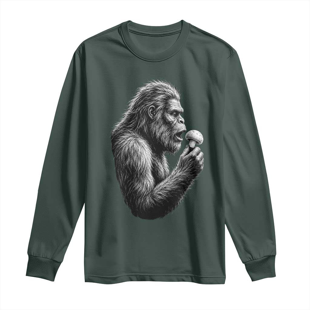 Bigfoot Mushroom Long Sleeve Shirt Vintage Sasquatch Art Mystical Nature Lover Retro
