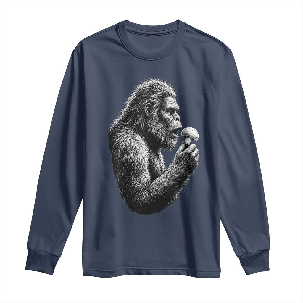 Bigfoot Mushroom Long Sleeve Shirt Vintage Sasquatch Art Mystical Nature Lover Retro
