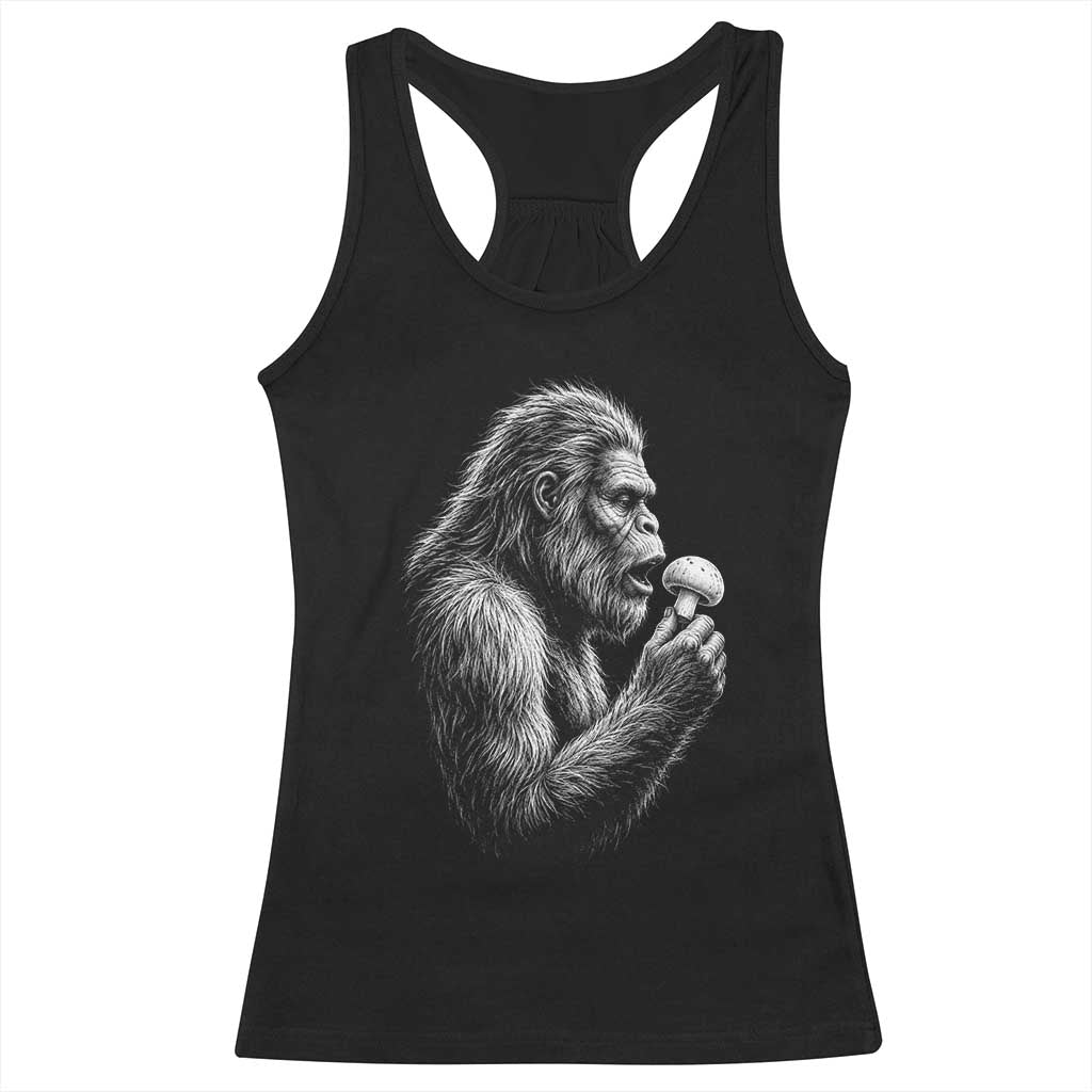 Bigfoot Mushroom Racerback Tank Top Vintage Sasquatch Art Mystical Nature Lover Retro TS10 Black Print Your Wear