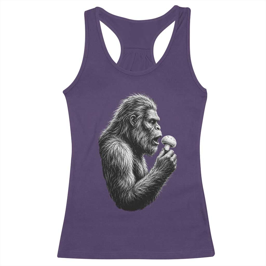 Bigfoot Mushroom Racerback Tank Top Vintage Sasquatch Art Mystical Nature Lover Retro