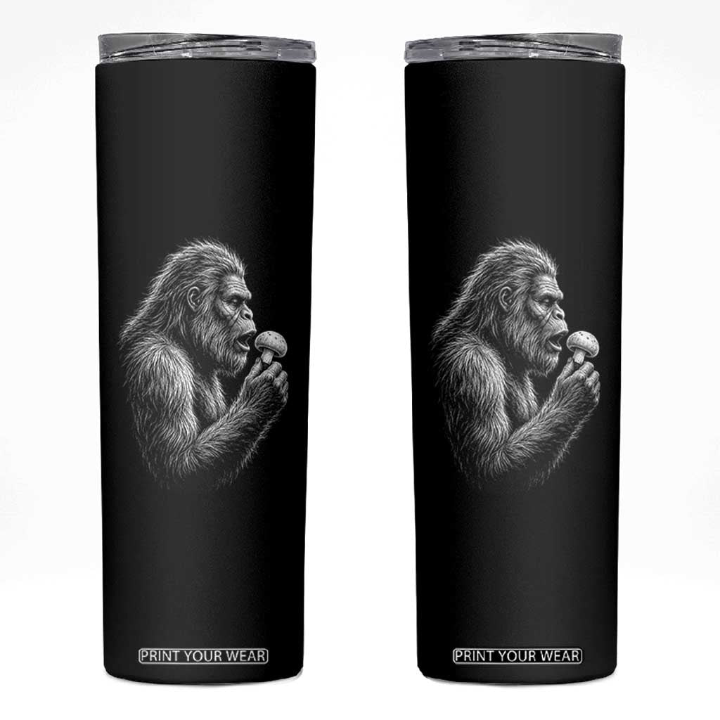 Bigfoot Mushroom Skinny Tumbler Vintage Sasquatch Art Mystical Nature Lover Retro TS10 Black Print Your Wear